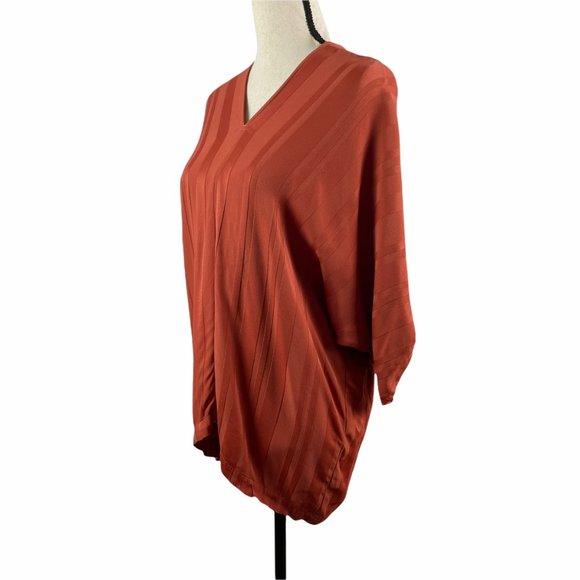 ANTHROPOLOGIE TINA + JO STRIPE SATIN TAB SLEEVE KIMONO TOP SMALL - Picture 7 of 13